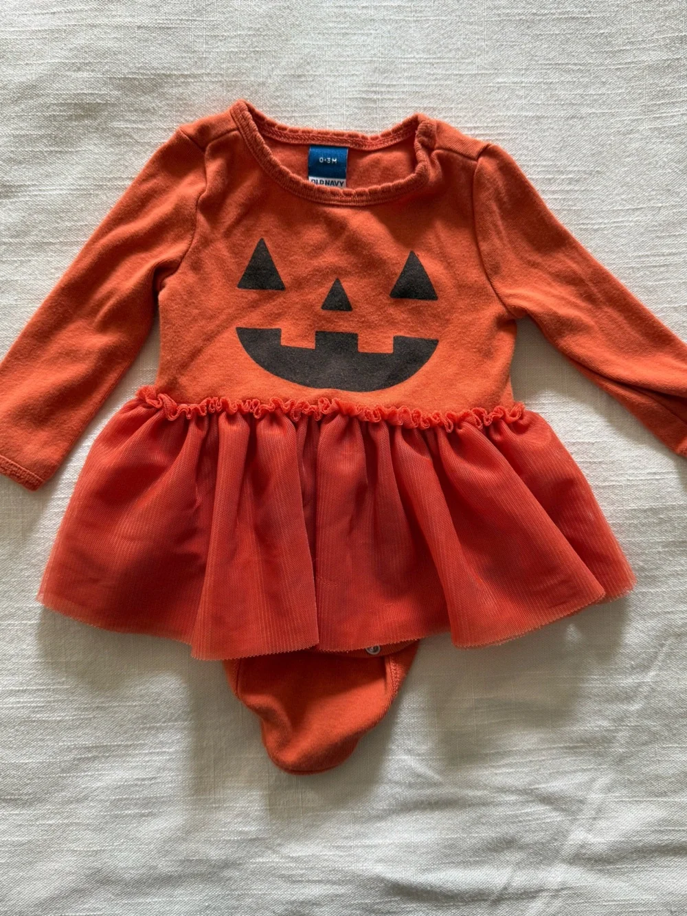 Old Navy Orange Pumpkin Jack-O'-Lantern Tutu Bodysuit